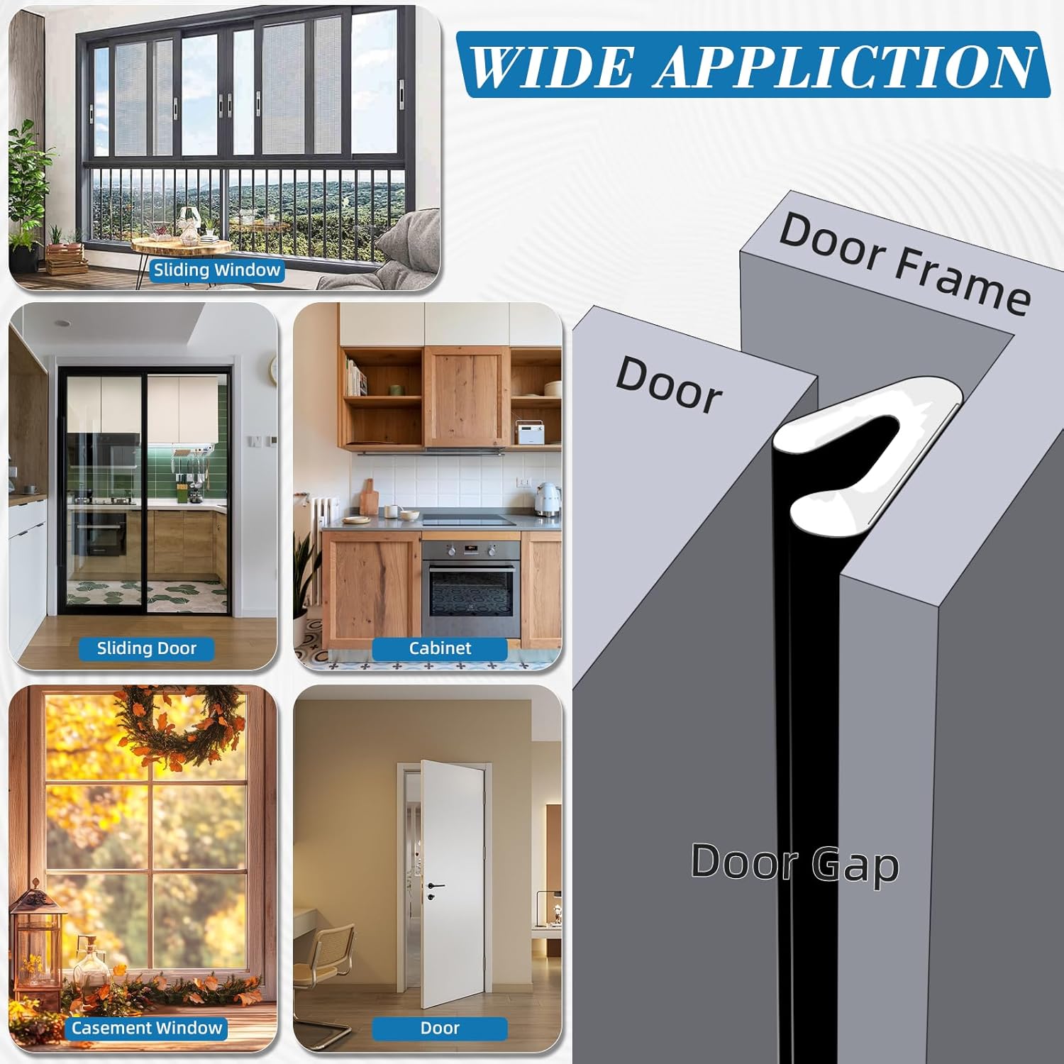 V-Shaped Weather Stripping Door Seal, 33FT Draft Stopper for Doors/Windows, Gaps, Dustproof