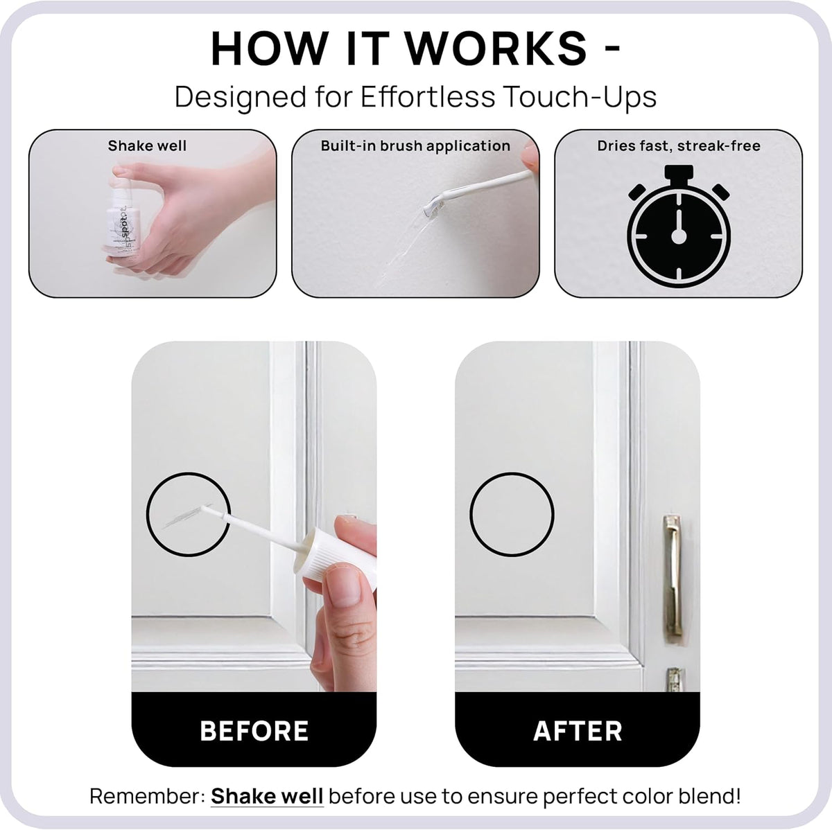spot. Touch-Up Paint | Matte Finish for Cabinets, Walls, Doors & Furniture | Multi-Tone White