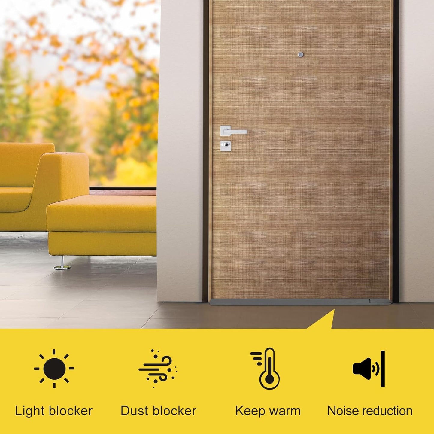 fowong Door Draft Stopper Double Side Adjustable Seal Bottom of Doors 30" to 36" Noise Blocker