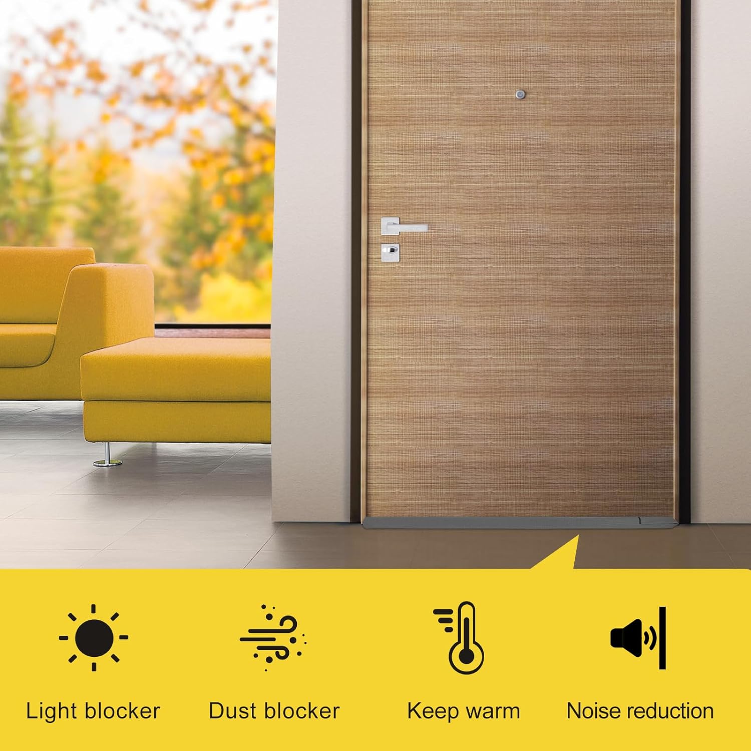 fowong Door Draft Stopper Double Side Adjustable Seal Bottom of Doors 30" to 36" Noise Blocker