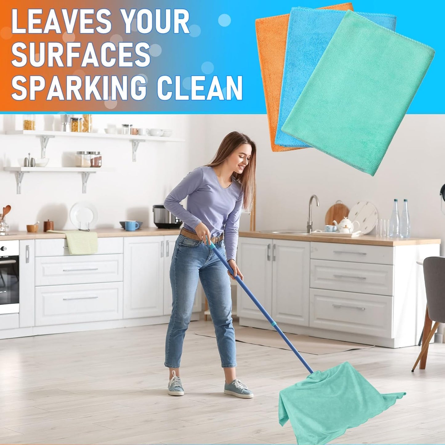 Newwiee 3 Pcs Extra Large Microfiber Cleaning Cloth 30" x 20" Washable Reusable Microfiber Towel