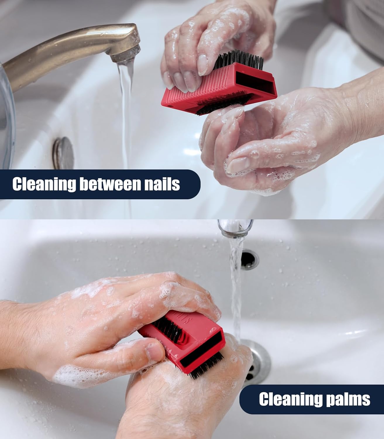 Nail Brush for Cleaning Fingernails, 2Pack Heavy Duty Nail Brushes Remove Dirt and Paint Fingernail