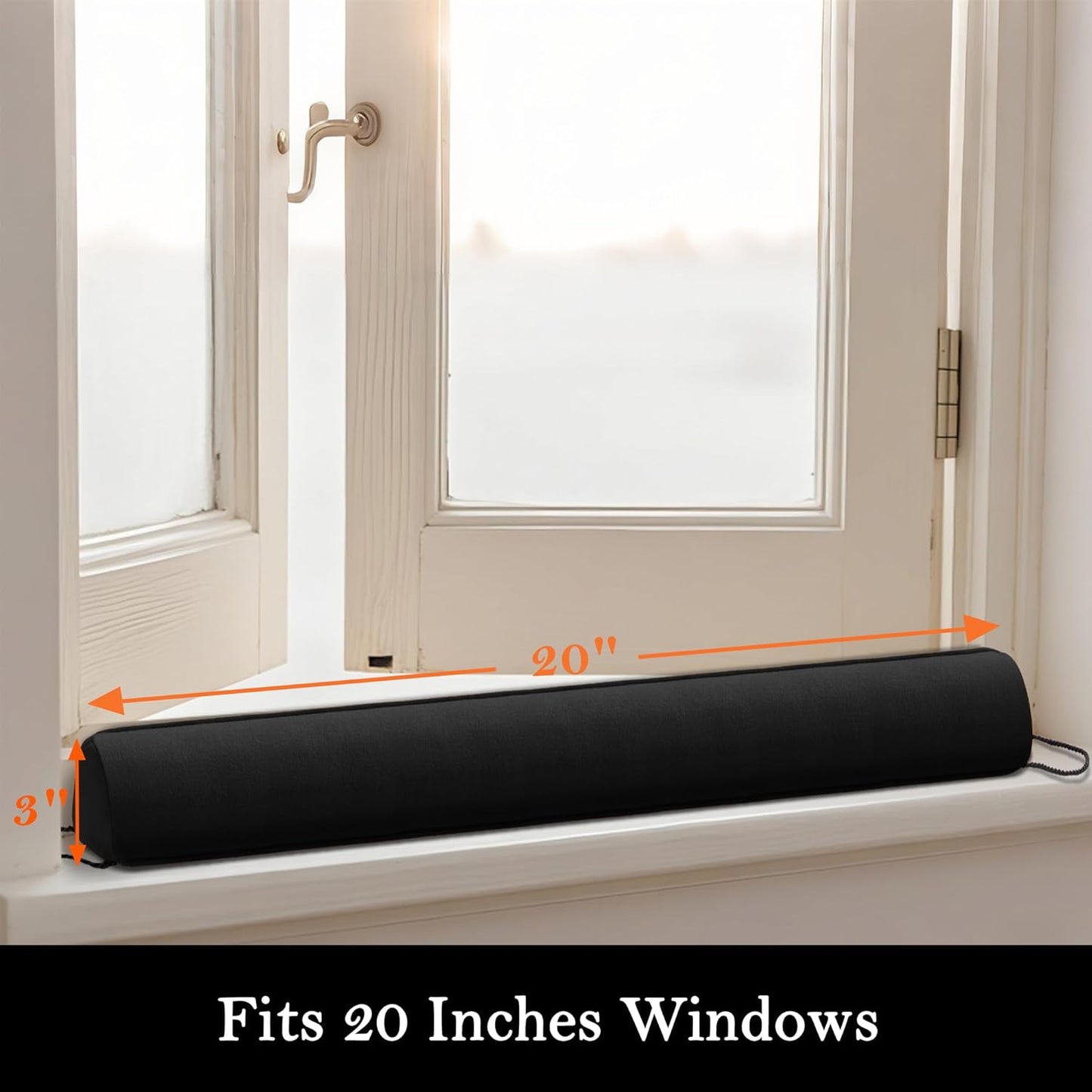 Sunolga 20" Door Draft Stopper Blocks Hot and Cold Air with Removable Washable Cover for Gaps Up to