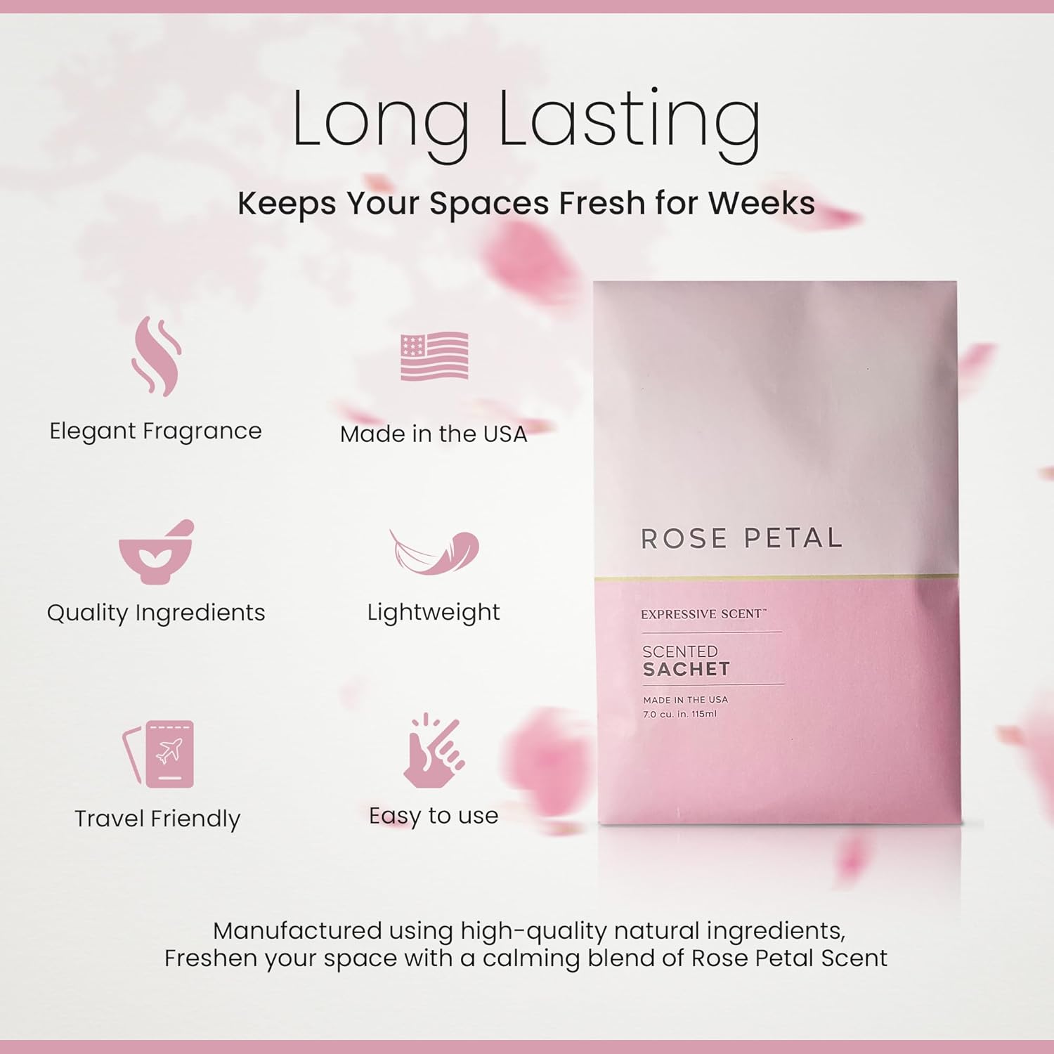 Expressive Scented Fresh Scent Pouches – Perfect Rose Petal Air Freshener – Home Fragrance & Closet