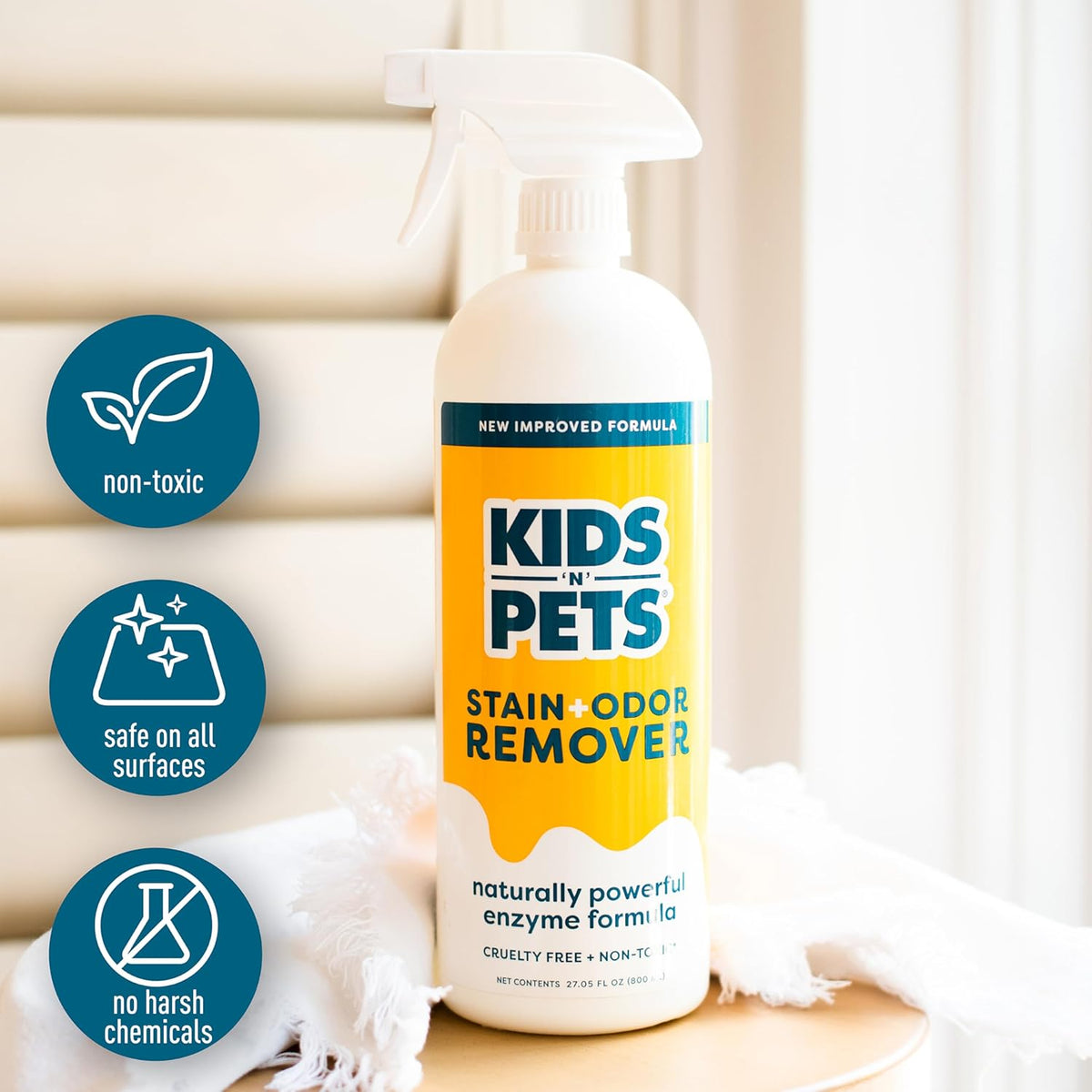 KIDS 'N' PETS Instant All-Purpose Stain & Odor Remover Permanently Eliminates Dog Pee, Cat Urine