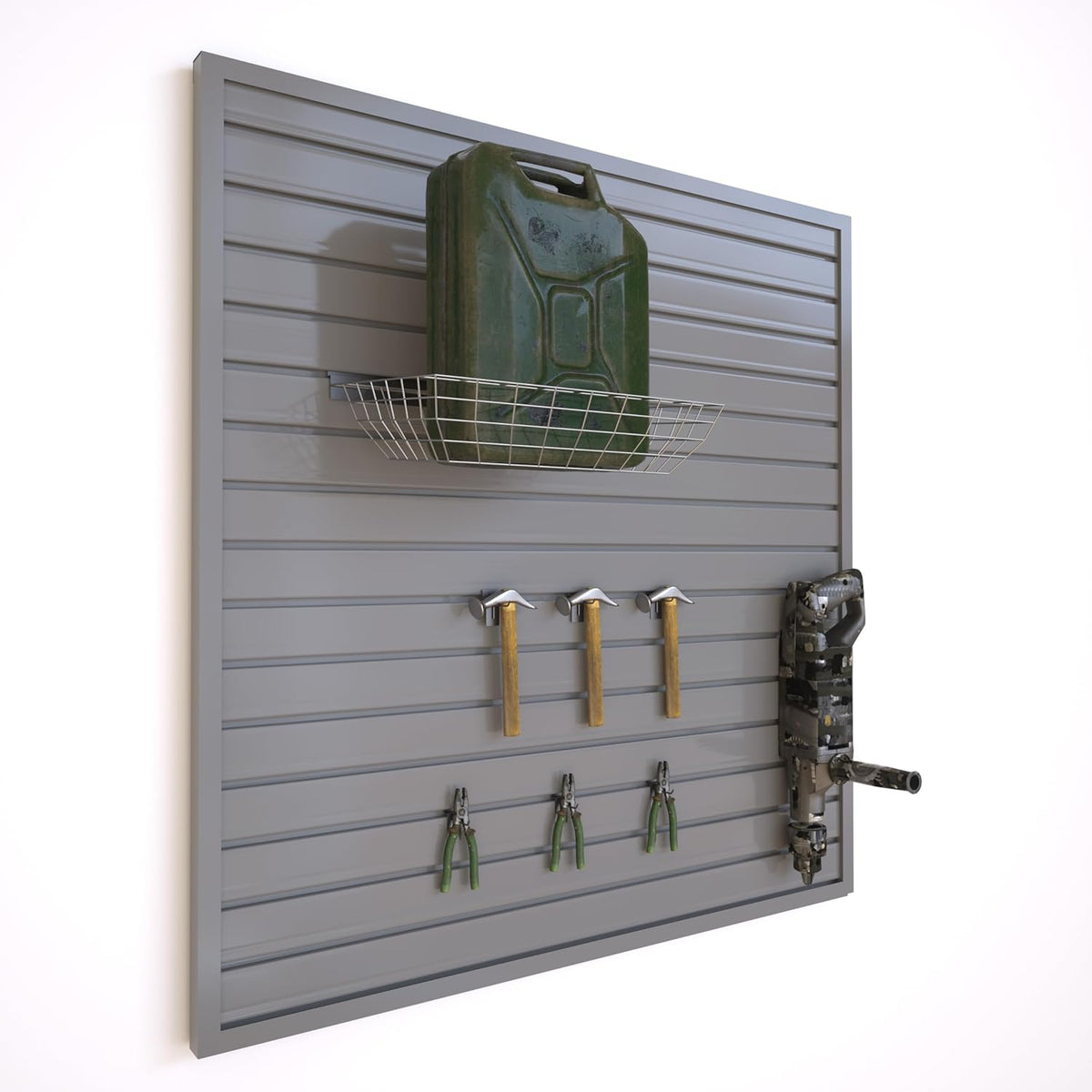 NeatiEase Slatwall Panel Wall Storage Systems, 4 x 4ft Slat Wall Paneling Garage Wall Organizer