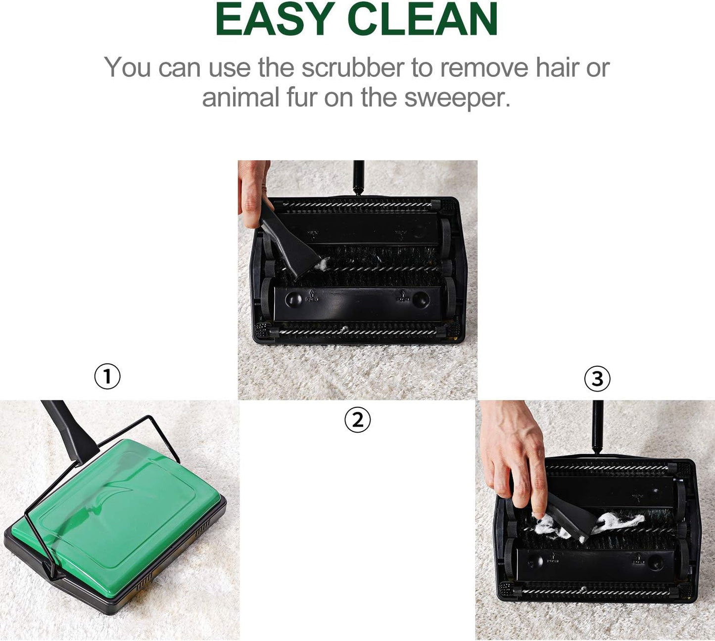 Yocada Carpet Sweeper Cleaner for Home Office Low Carpets Rugs Undercoat Carpets Pet Hair Dust