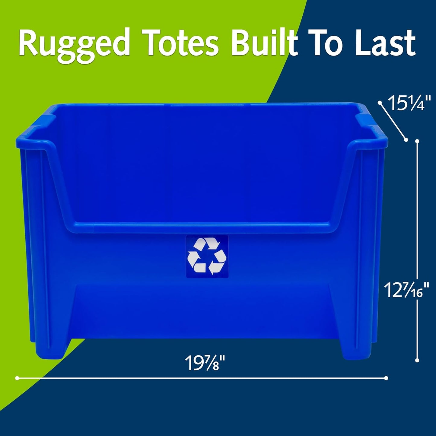 Commercial Industrial Heavy Duty Stackable Open-Front Recycling Bin Box Containers, 12.5 Gallon