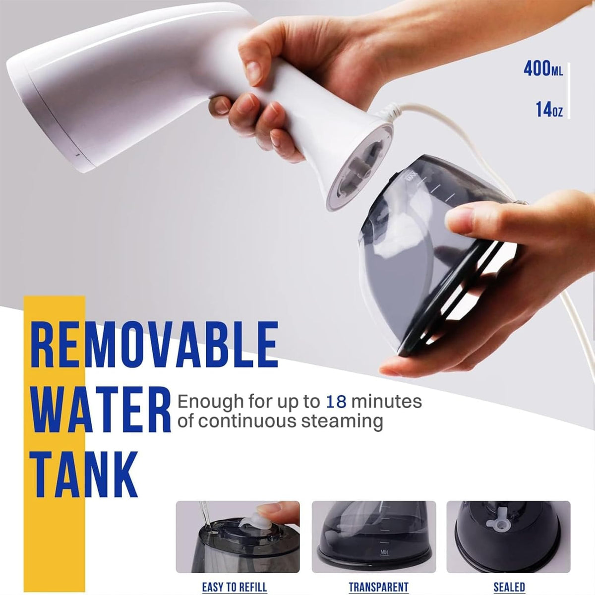 Steamer for Clothes 1350W, Clothes Steamer for Home, Office, Travel, Upgraded 400ML Large Capacity
