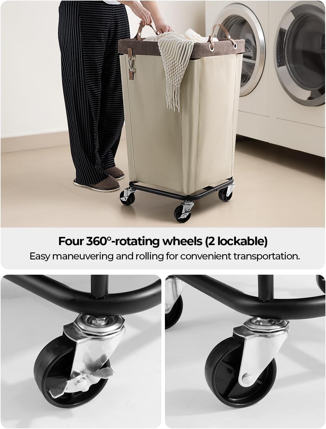 StorageWorks 160L Laundry Basket with Wheels, Large Rolling Hampers for Clothing Organizer, Dirty