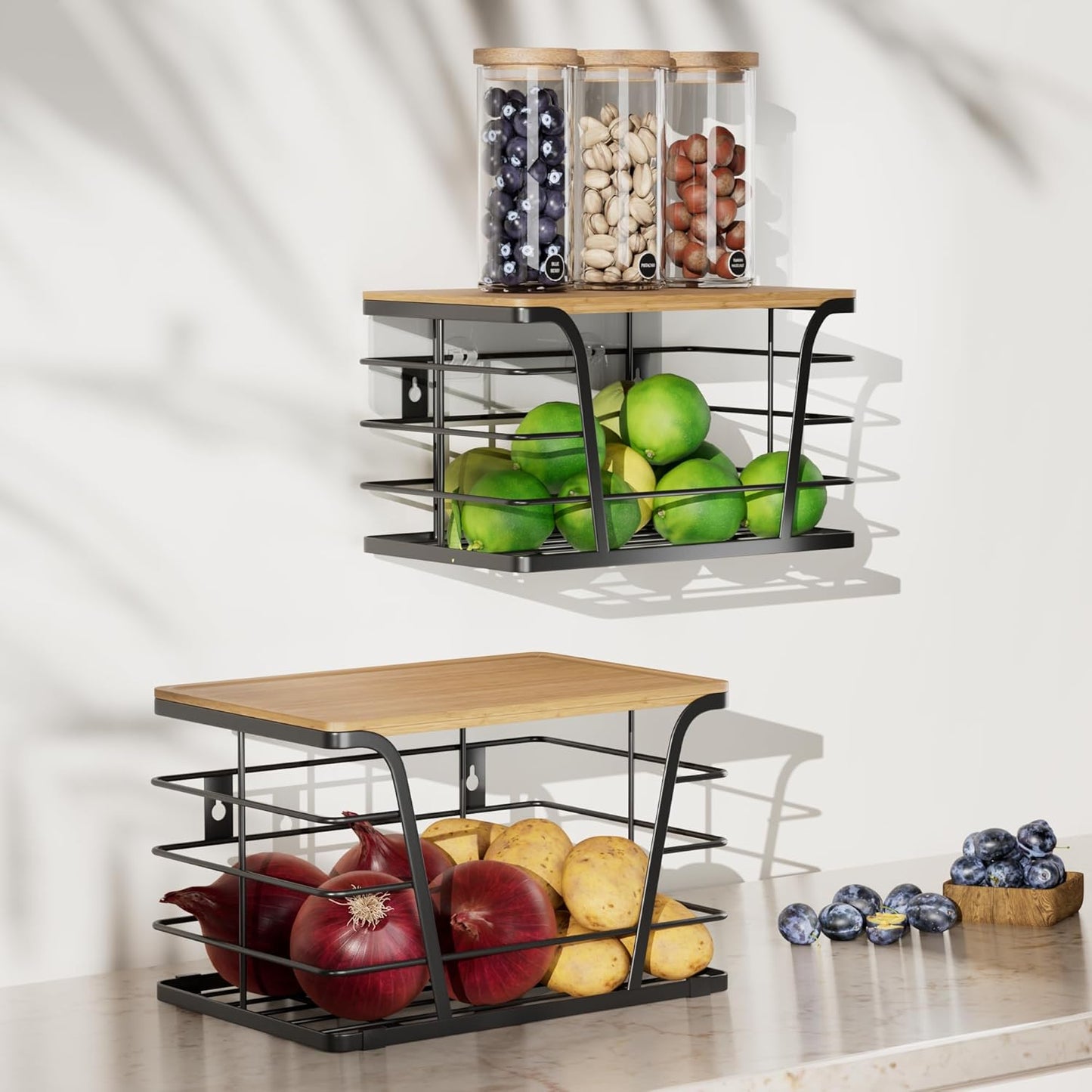 2 Pack Extra Large Pantry Storage Organizers, Pantry Baskets organization, Potato and Onion Storage