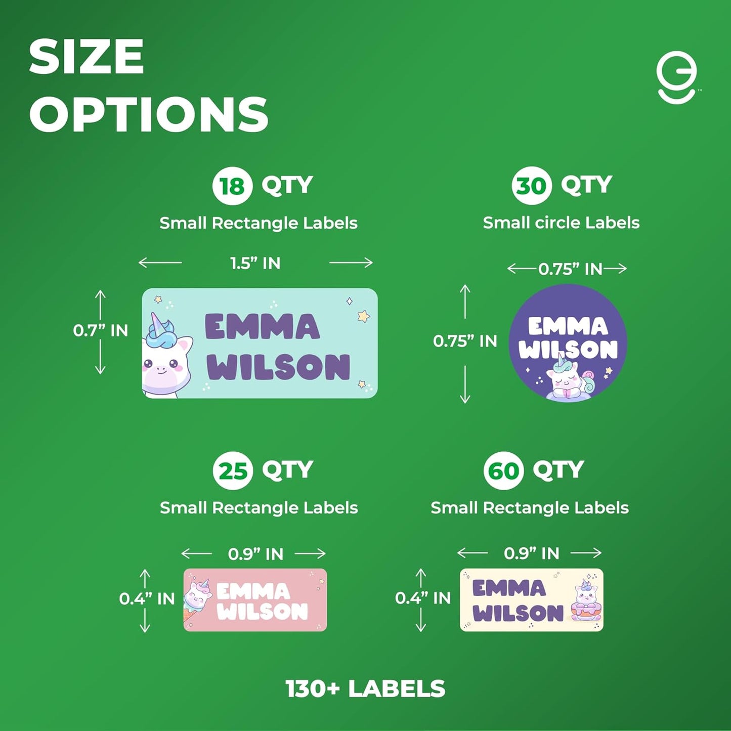 Personalized Name Tag Stickers for Kids (130+ Pack) | Unicorn Waterproof Labels for School