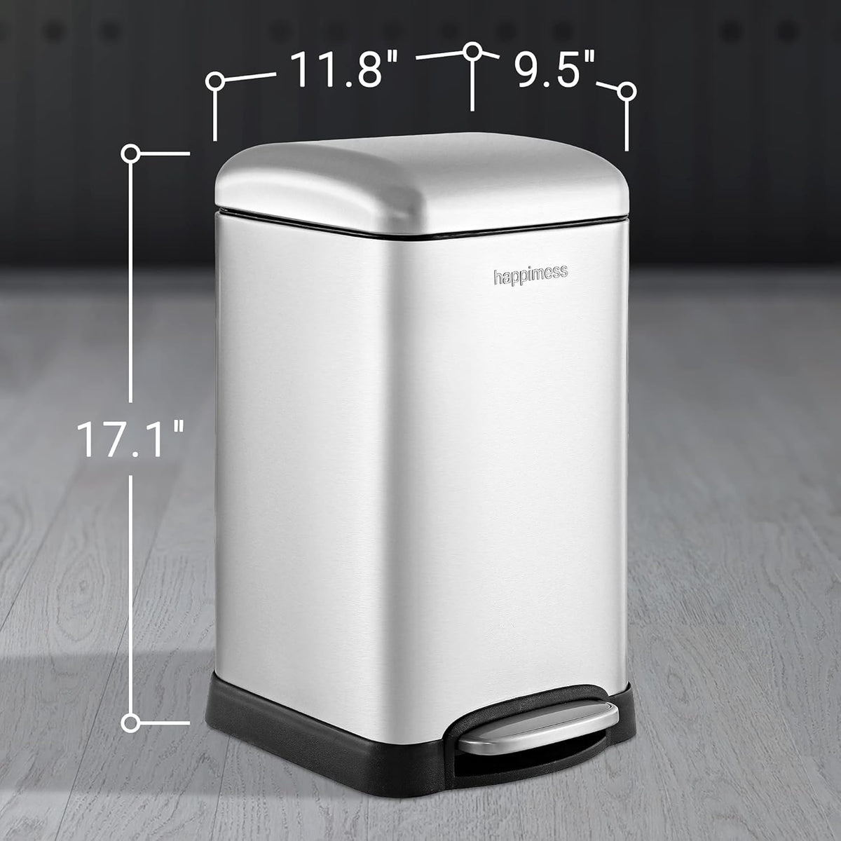 happimess HPM1012A Betty Retro Mini 3.2-Gallon Step-Open Trash Can with Soft-Close Lid, Modern