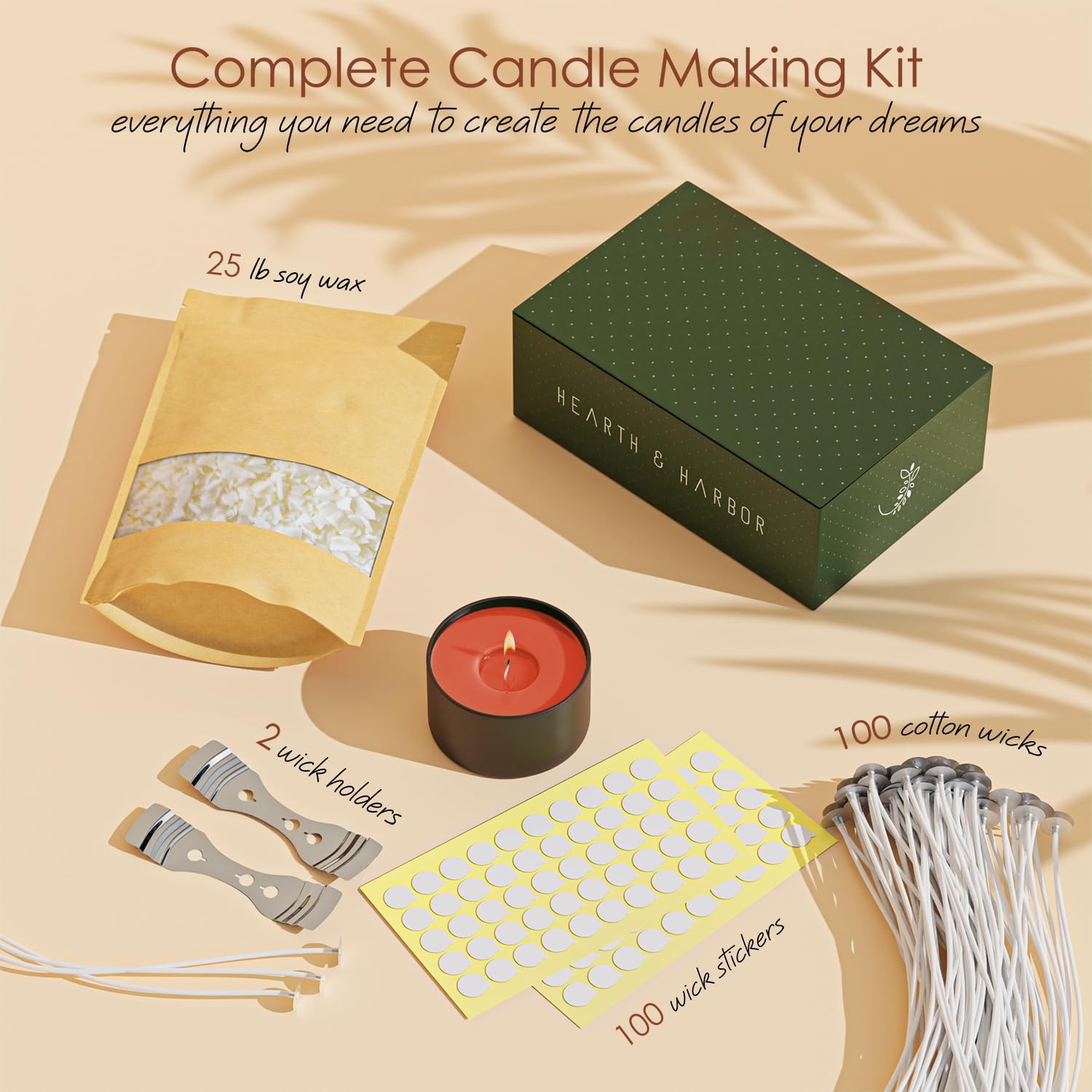 Hearth & Harbor Organic Soy Candle Wax for Candle Making, 25 lbs Natural Candles Making Supplies