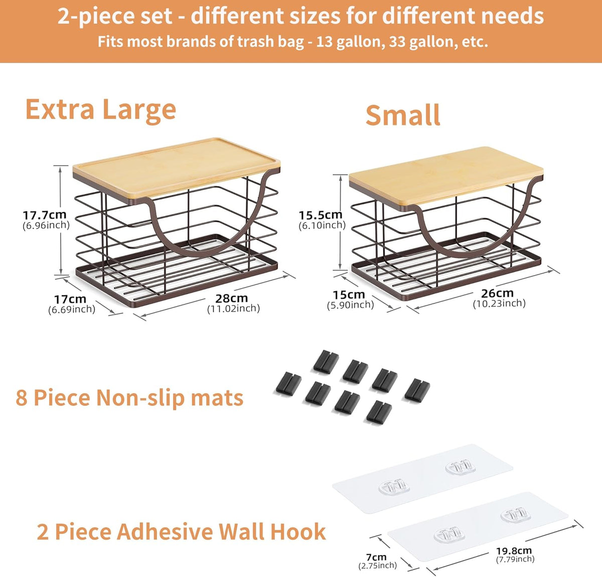 Extra Large Trash Bag Holder Under Sink Stackable Kitchen Storage 2 Pack, Pantry Organizers and