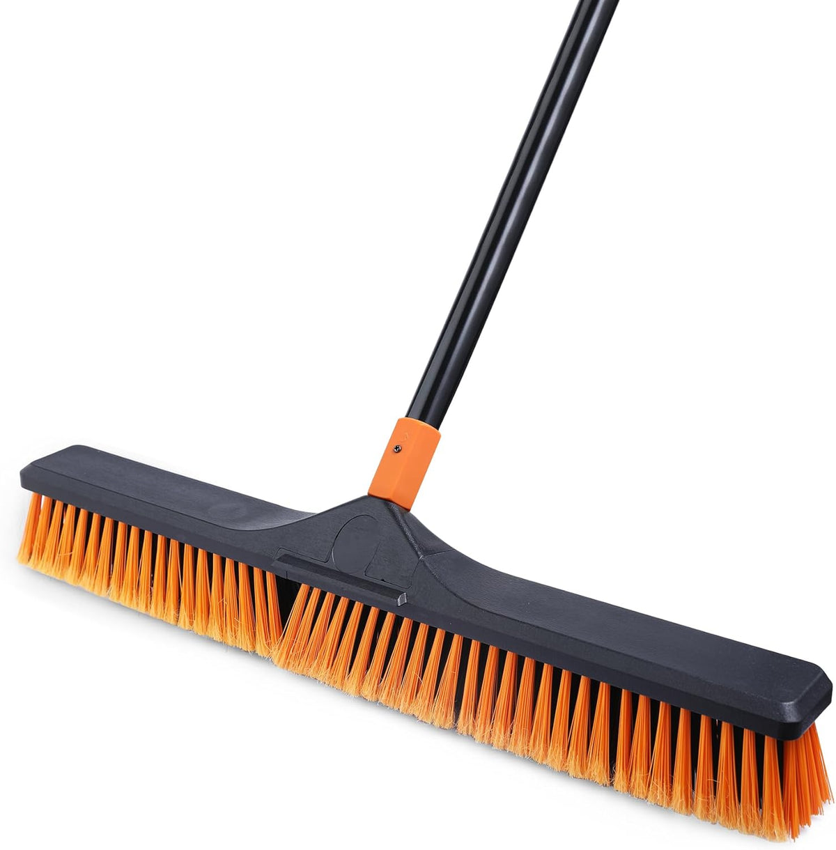 24”Push Broom Brush for Floor Cleaning with 65” Long Handle and Stiff Bristles, Heavy Duty Brush