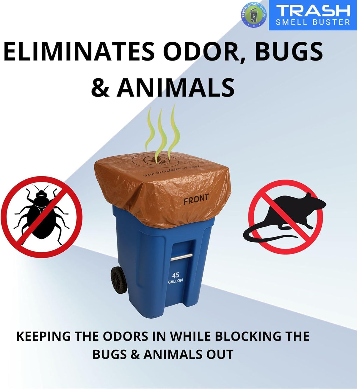 Trash Can Cover Odor Eliminating Bag with Elastic Rubber Band Lemon Scented Durable Effective