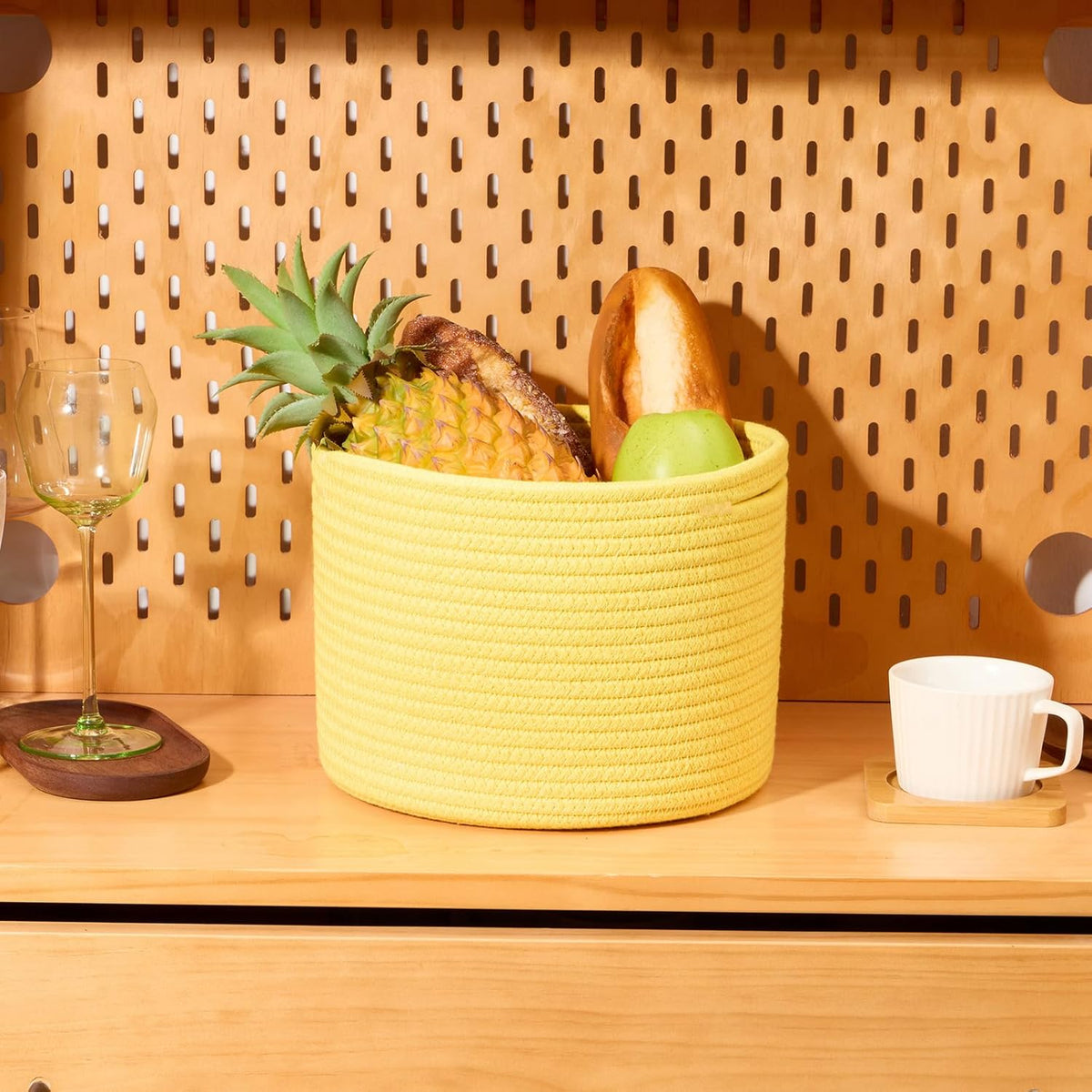 Small Basket for Organizing | Cube Shelf Closet Storage Baskets | 9.7×9.7×7.1” | Woven Rope Gift