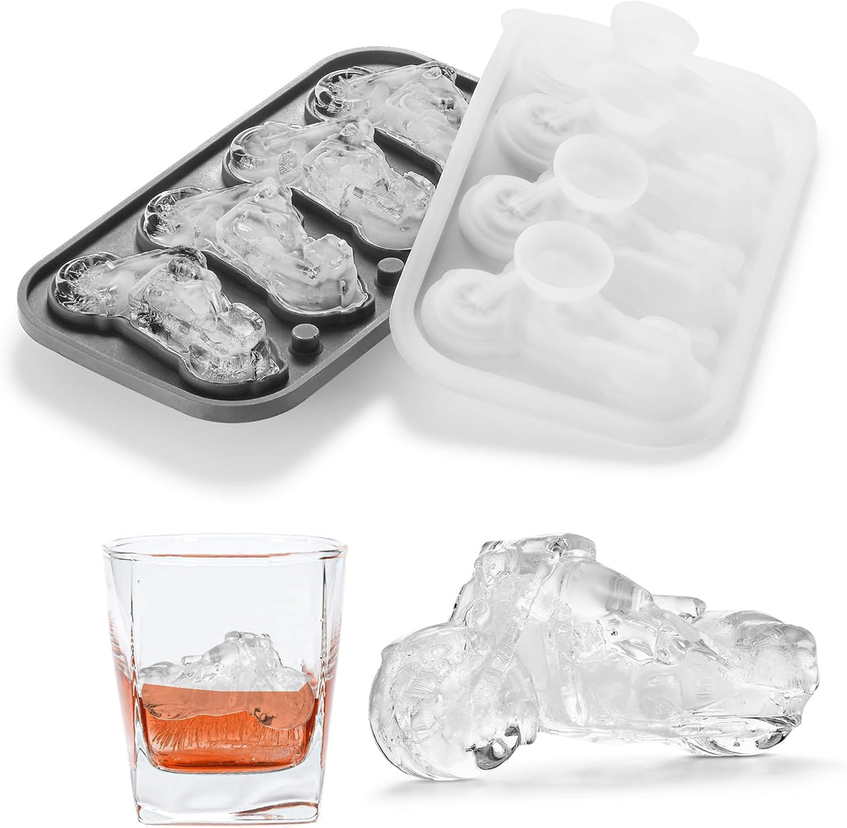 Nax Caki 3D Motorcycle Ice Cube Tray, Large Silicone Fun Shapes Ice Cube Mold for Whiskey