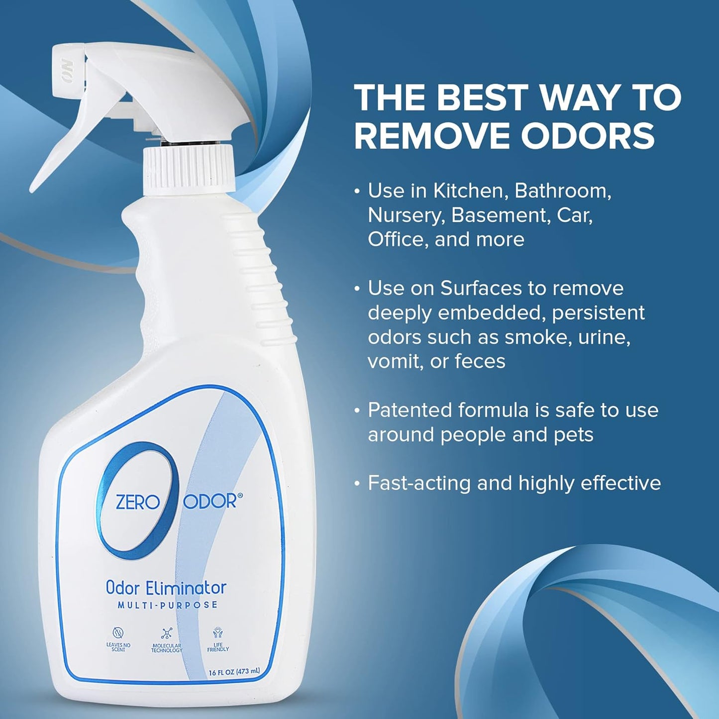 Zero Odor - Multi-Purpose Strong Odor Eliminator for Home, Office, Car, Bathroom, Hotel, Room