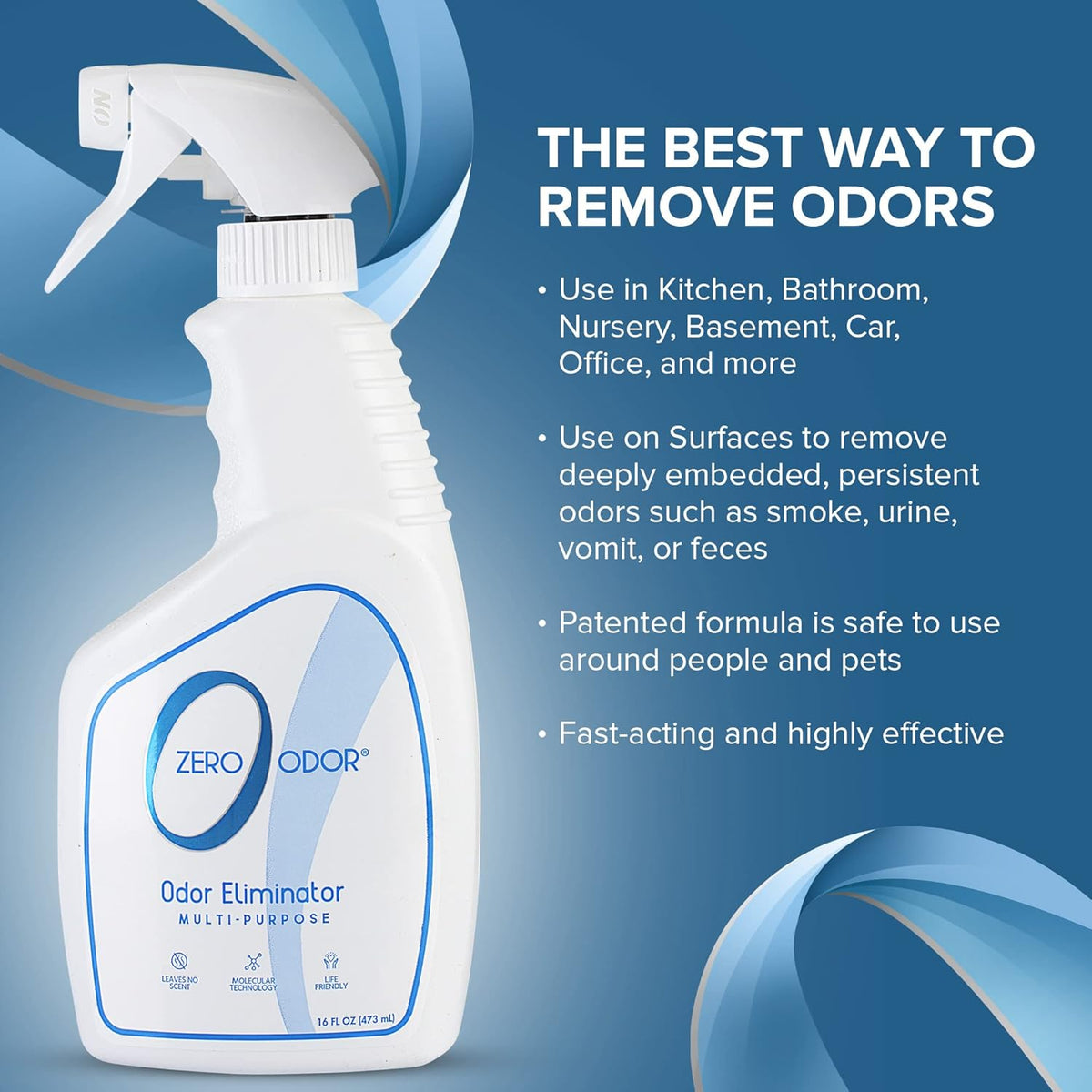 Zero Odor - Multi-Purpose Strong Odor Eliminator for Home, Office, Car, Bathroom, Hotel, Room