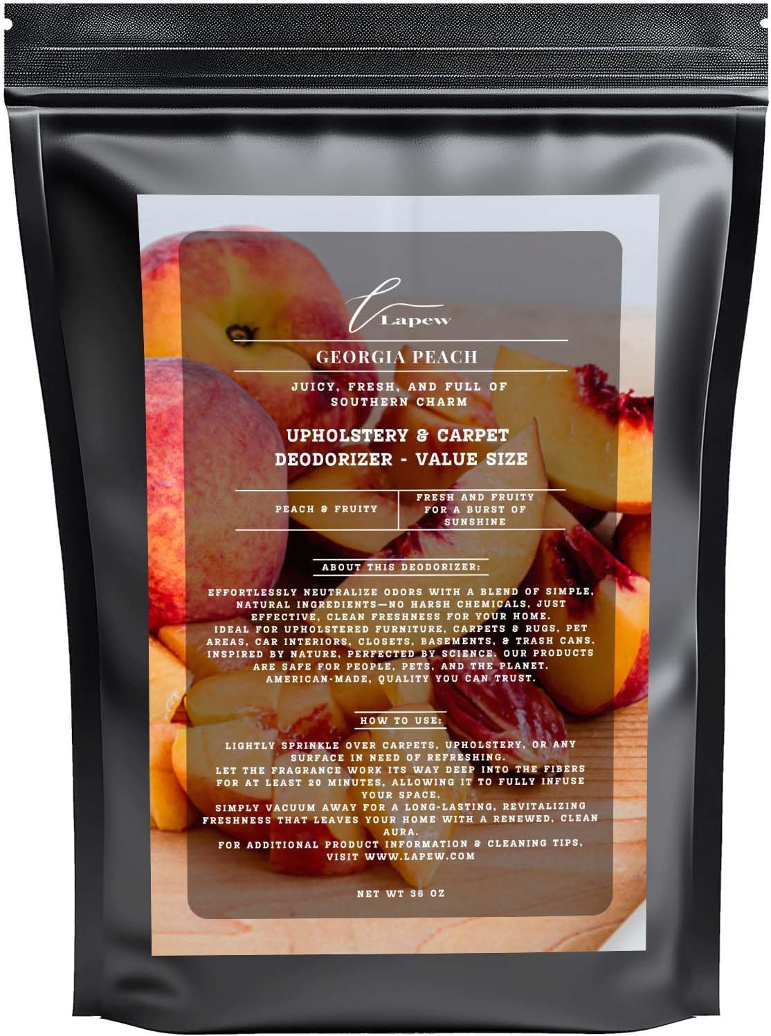 Georgia Peach Carpet Freshener Powder Refill 36 oz | Powerful Odor Eliminator for Home | Upholstery