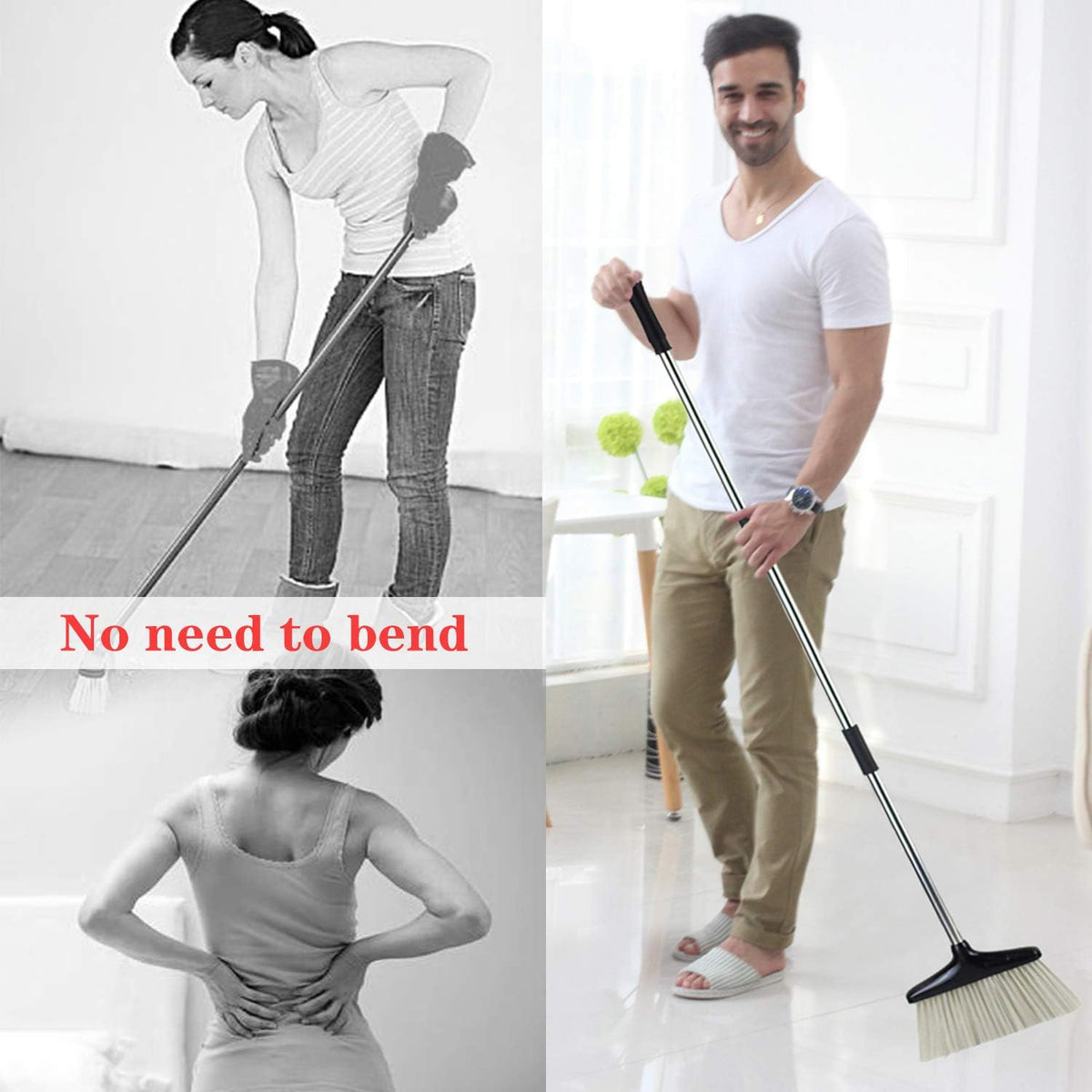 Broom and Dustpan Set for Home with Lid Indoor Upright Dustpan Broom and Dustpan Set Combo Dust Pan