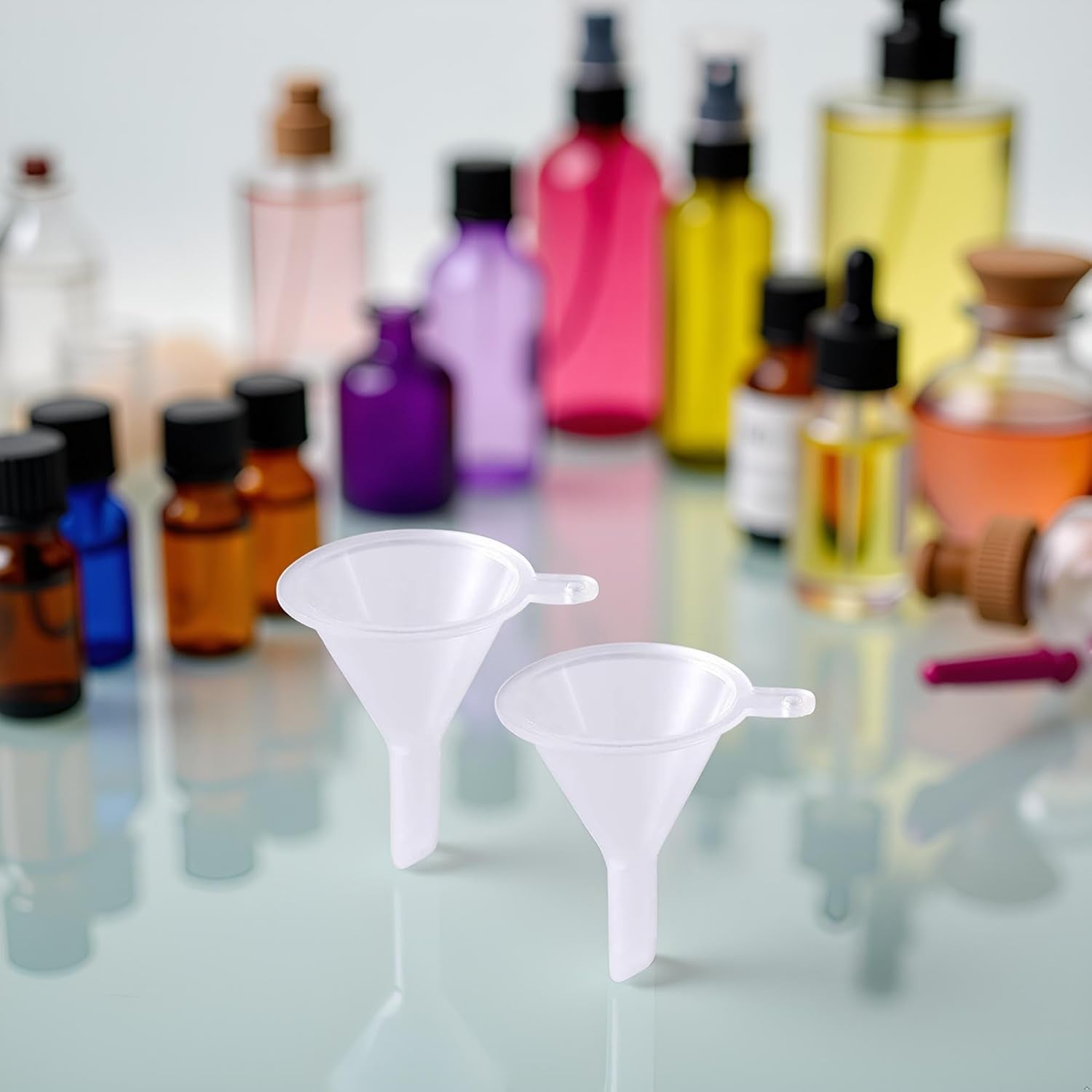 2 Pcs Mini Clear Plastic Funnel for Bottling Cosmetics, Liquids, and Oil Filling, Small Funnel for