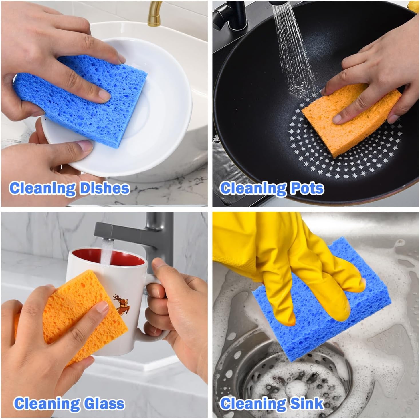 YoleShy 20 Pack Sponges Kitchen Natural Compressed Cellulose Sponges for Dishes Non Scratch for