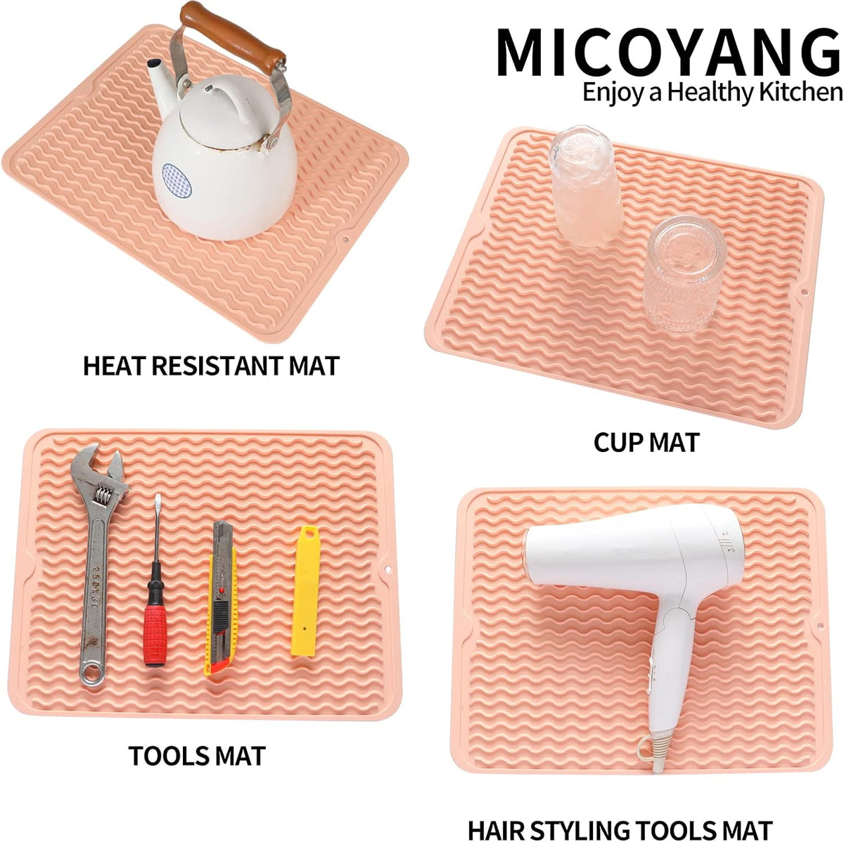 Silicone Dish Drying Mat for Multiple Usage,Easy clean,Eco-friendly,Heat-resistant Silicone Mat for