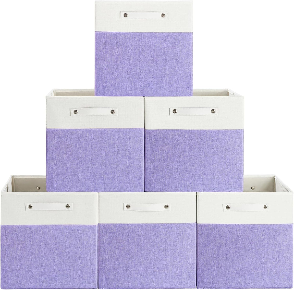 13 x 13 Inch Fine Linen Storage Bins with Handles，Fabric Cube Boxs，Collapsible Basket Organizers
