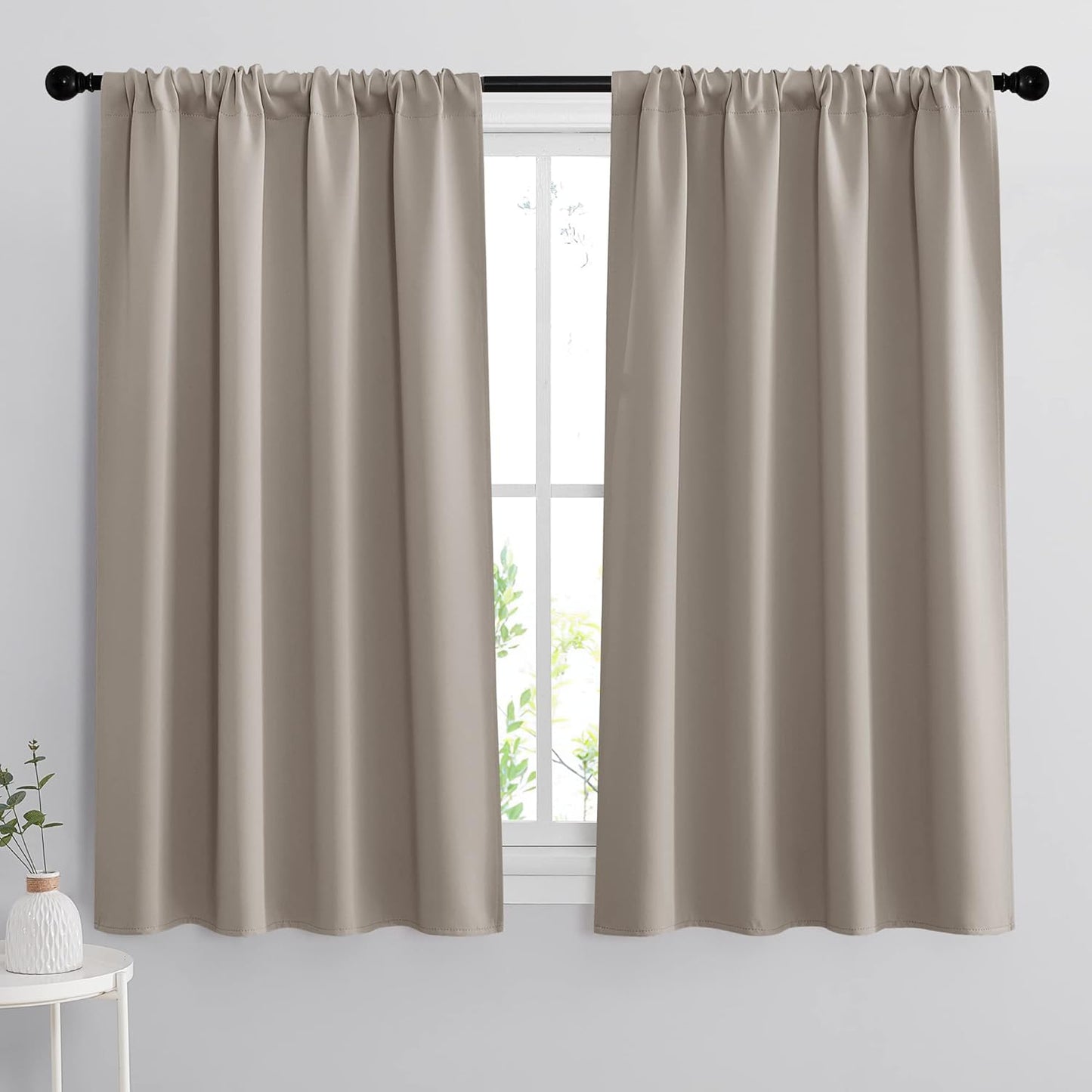 RYB HOME Short Curtains 45 inches, Durable Room Darkening Small Window Treatment Energy Smart