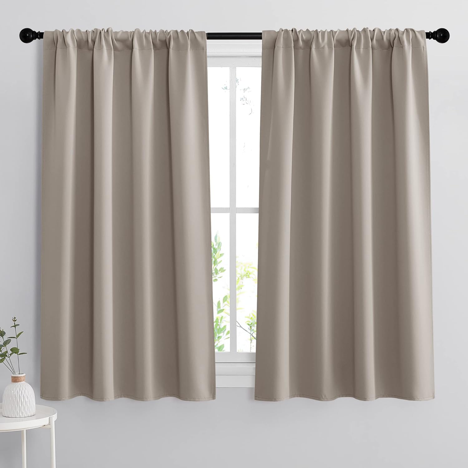 RYB HOME Short Curtains 45 inches, Durable Room Darkening Small Window Treatment Energy Smart