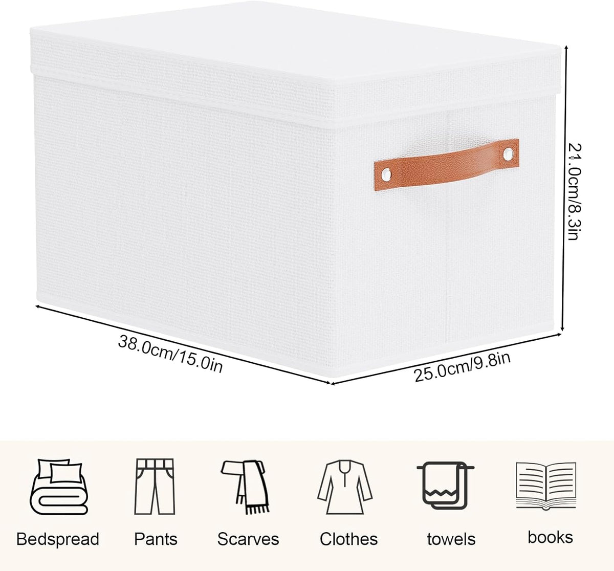 Fabric Storage Bins, Clothes Boxes for Shelves with Lids, Baskets for Organizing with Handles