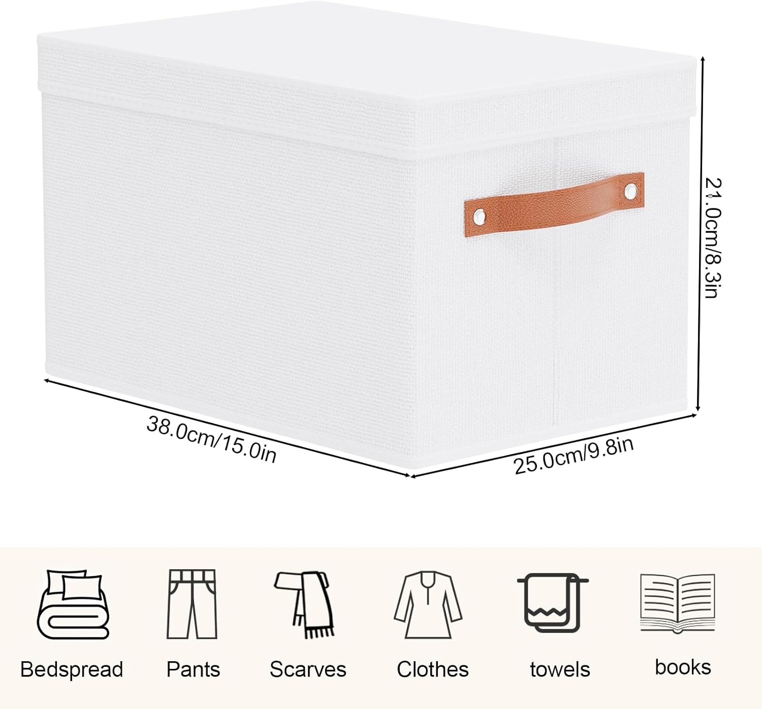 Fabric Storage Bins, Clothes Boxes for Shelves with Lids, Baskets for Organizing with Handles