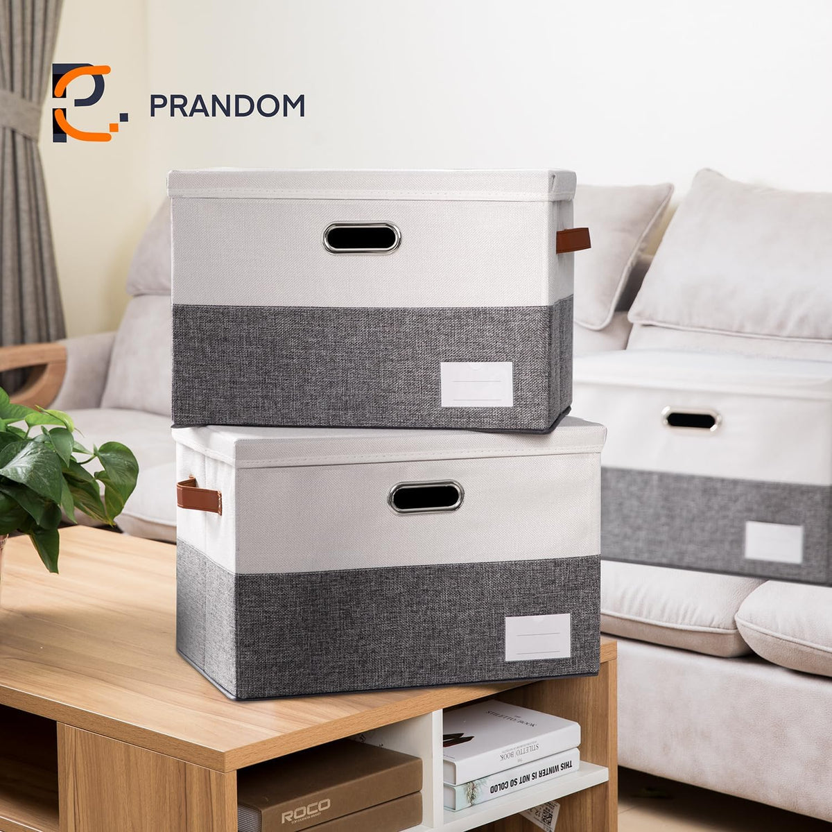 PRANDOM Foldable Storage Bins with Lids [3-Pack] Fabric Collapsible Storage Boxes Baskets Cubes
