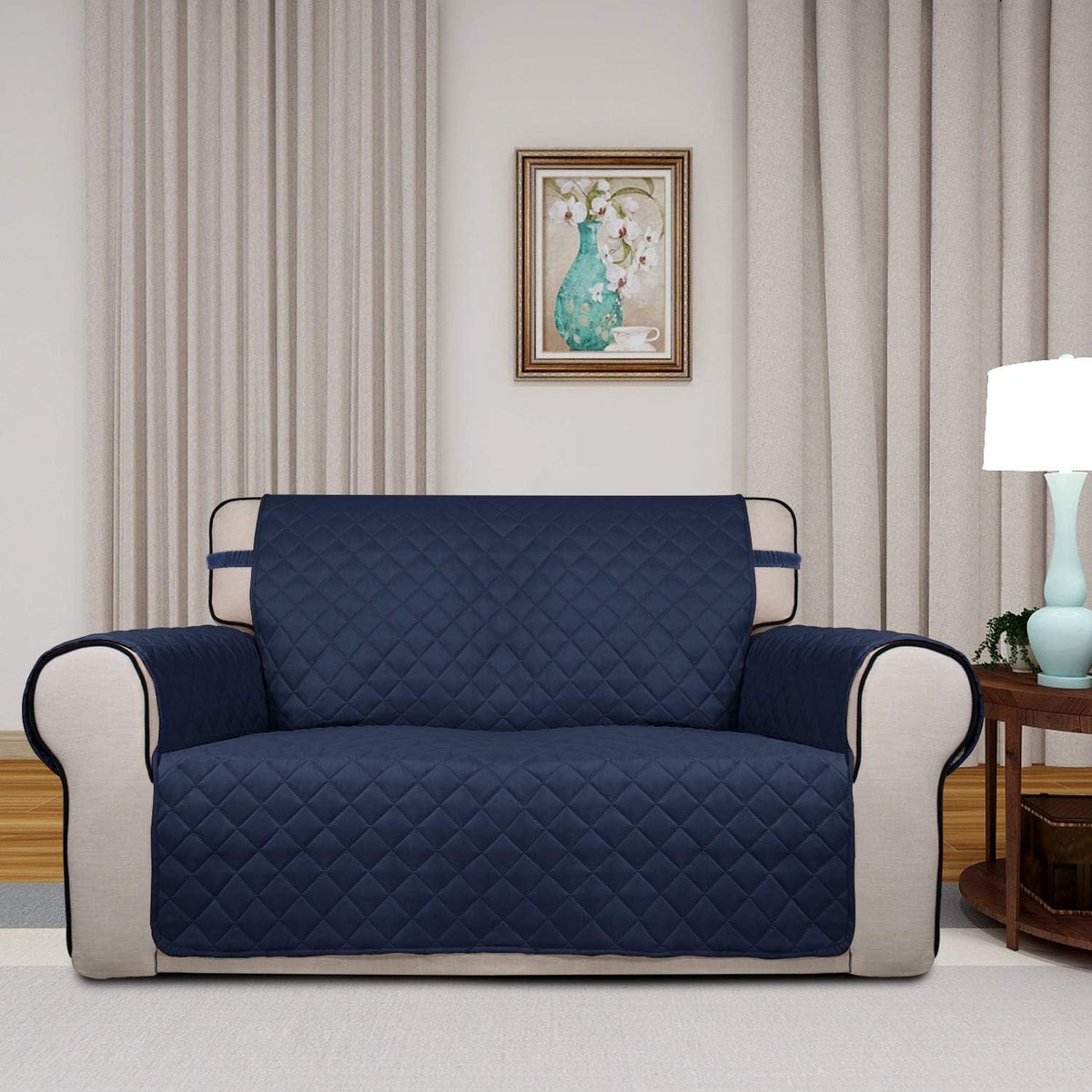 PureFit Reversible Quilted Sofa Cover, Water Resistant Medium Slipcover Furniture Protector