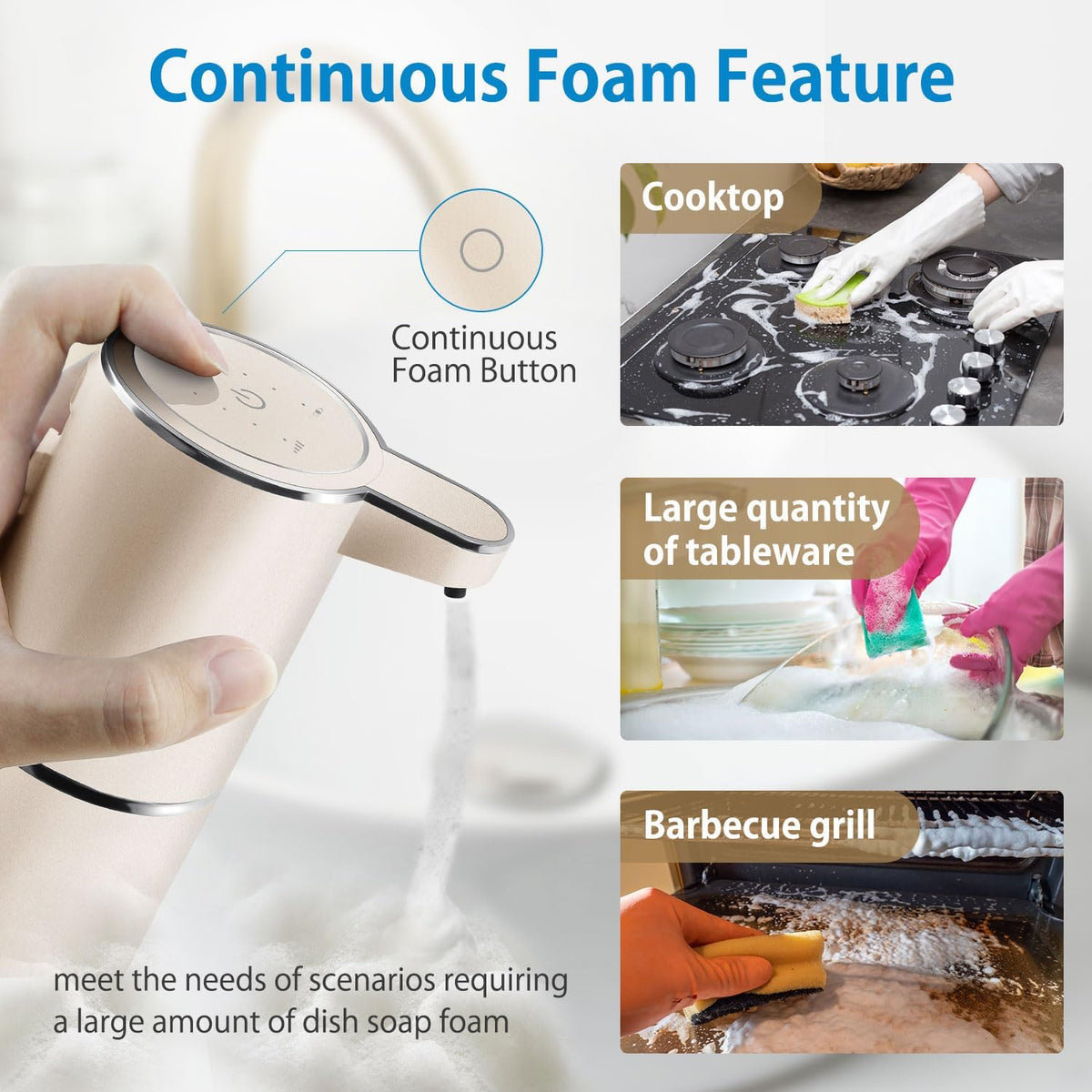 Automatic Foaming Soap Dispenser,4-Level Adjustable Foam, Wall Mount,USB Rechargeable,12.8oz/