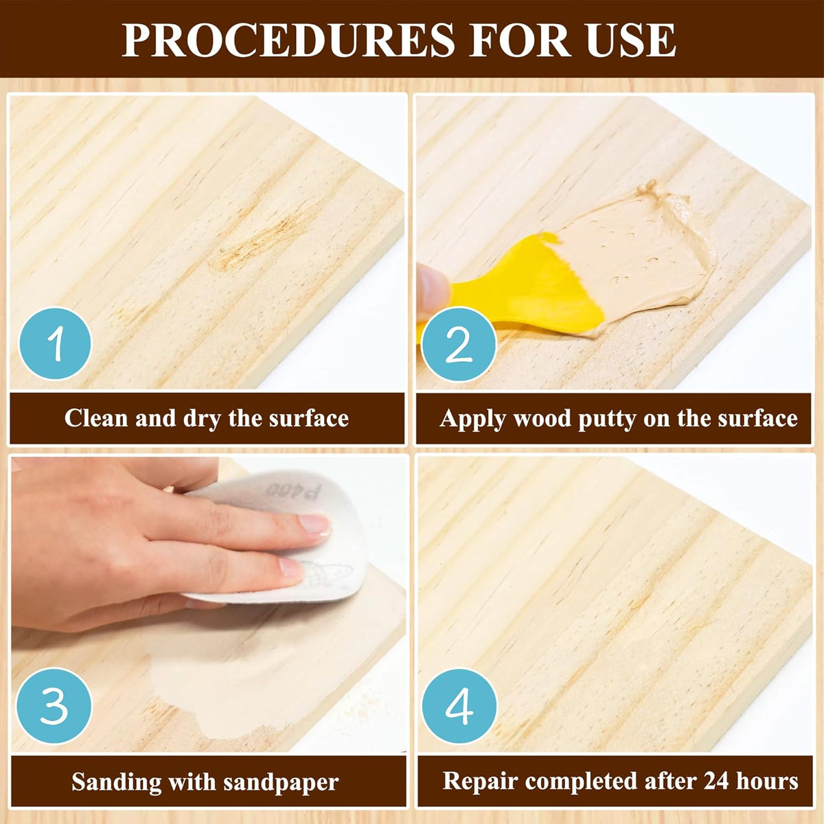 Natual Wood Filler, Natual Wood Putty, Paintable Stainable Wood Repair Putty, 9.87 Ounce Wood
