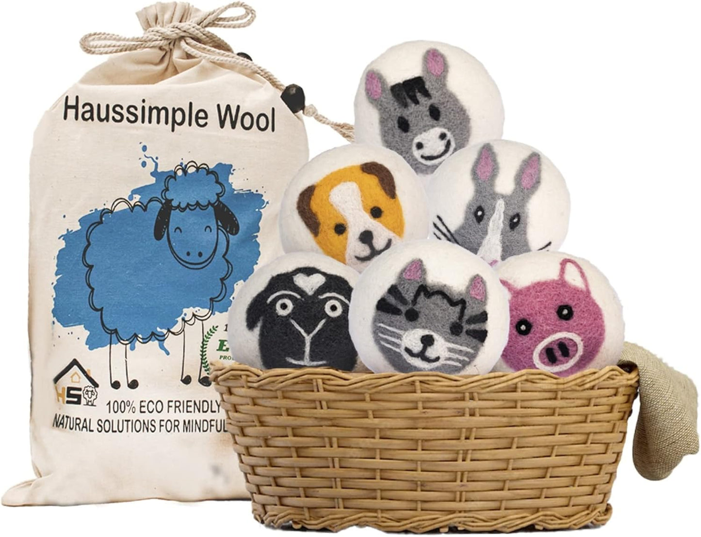 Wool Dryer Balls – 6-Pack XL Organic Fabric Softener | Natural Handmade Sheep Wool | Reusable