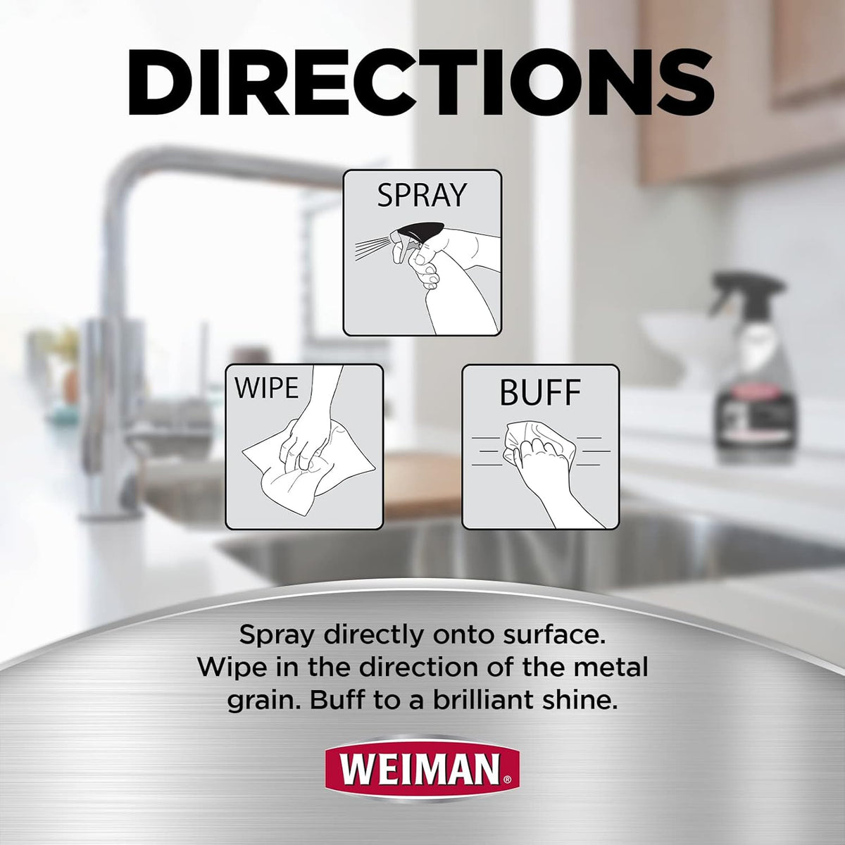 Weiman Stainless Steel Cleaner and Polish - 2 Pack - Removes Fingerprints, Residue, Water Marks and