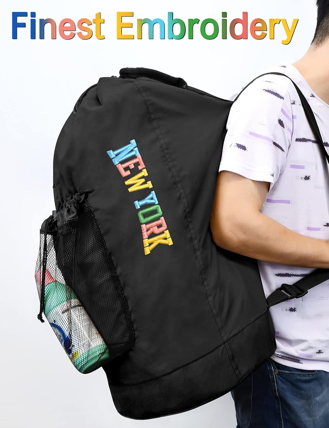Dalykate Backpack Laundry Bag, Laundry Backpack with Shoulder Straps and Mesh Pocket Nylon Clothes