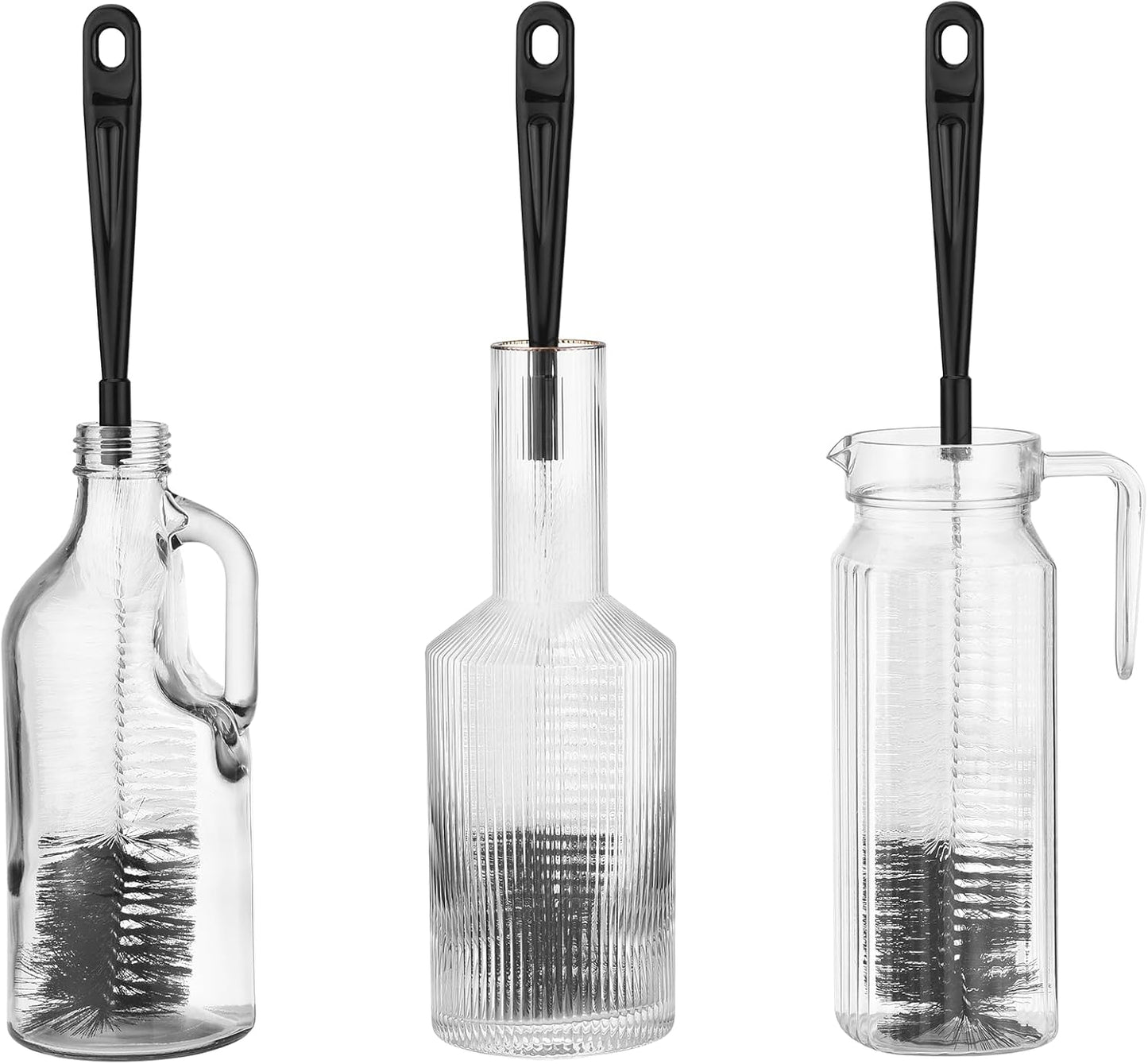 ALINK 3-Pack Long Black Bottle Cleaning Brush for Narrow Neck Beer/Wine/Flask/Thermos/Sport Well