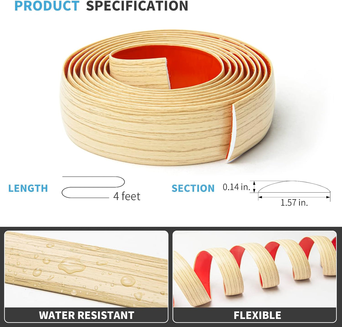 Art3d Self Adhesive Vinyl Floor Transition Strip Laminate Floor Strip Floor Flat Divider Strip for