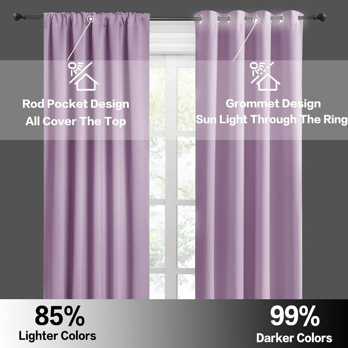 RYB HOME Blackout Curtains for Bedroom Thermal Insulated Window Drapes for Living Room, 2 Panels