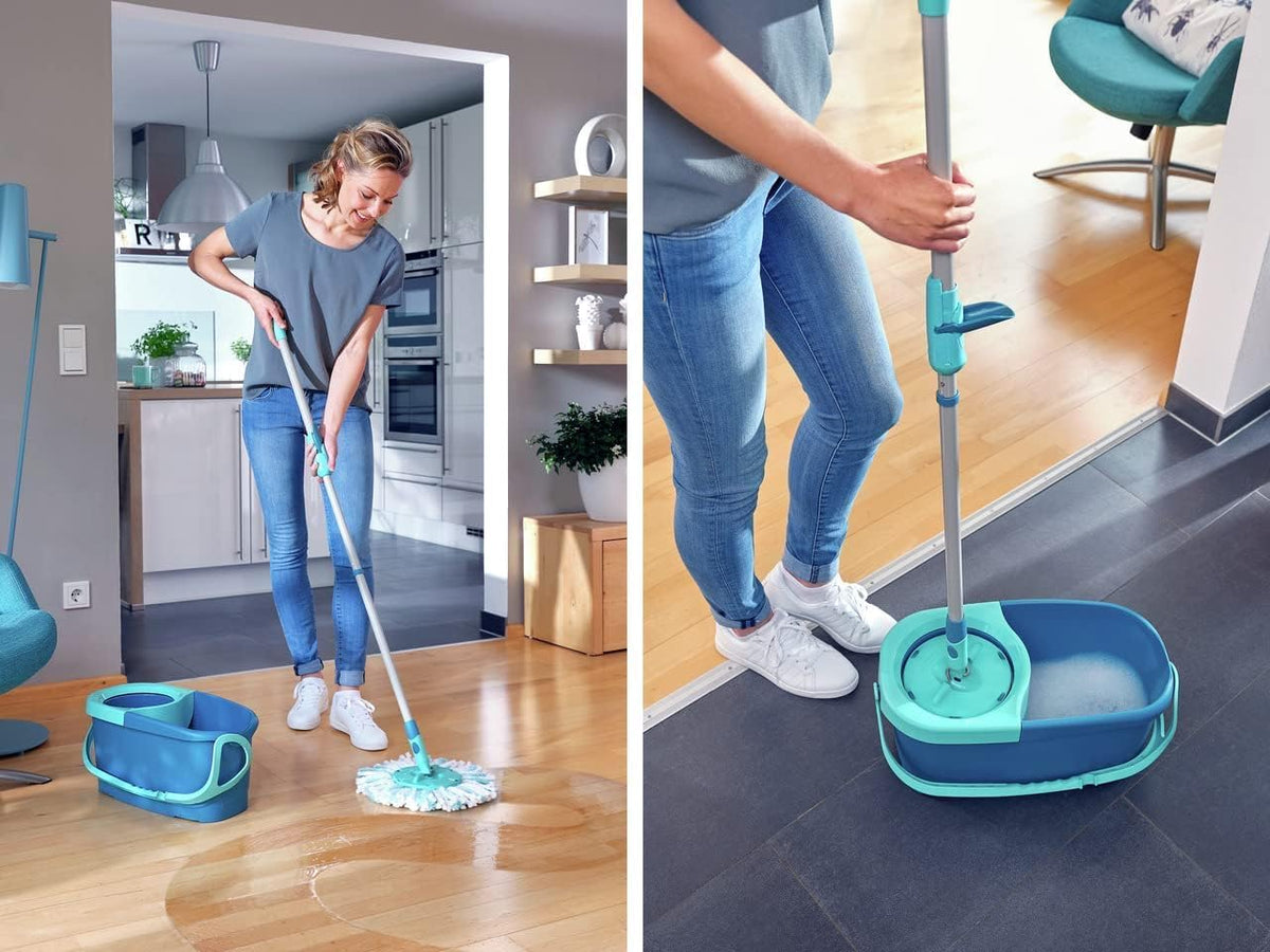 Leifheit Clean Twist Disc Mop Ergo Mop and Bucket, Floor Mop with Moisture-Controlled Spin Mop