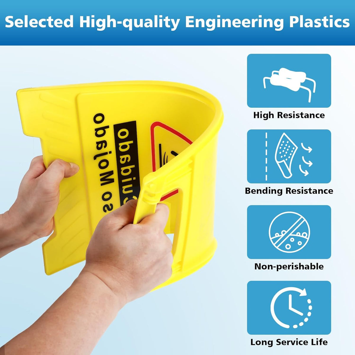 1-Pack Caution Wet Floor Sign,17.5" Height,Bright Yellow Double-Sided Folding A-Shaped Frame