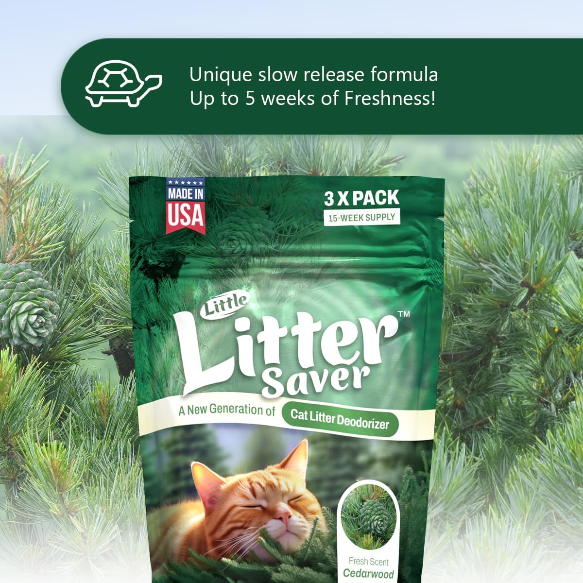 Little Litter Saver | a New Generation Of Cat Litter Box Deodorizer | Unique Formula for Slow
