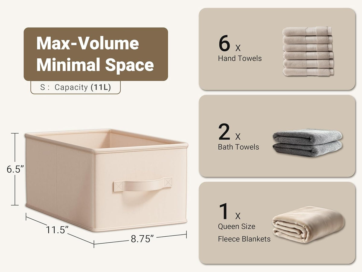 Storage Bins, Fabric Satin Storage Baskets for Shelves, 11.5" L*8.75" W*6.5" H Collapsible Storage