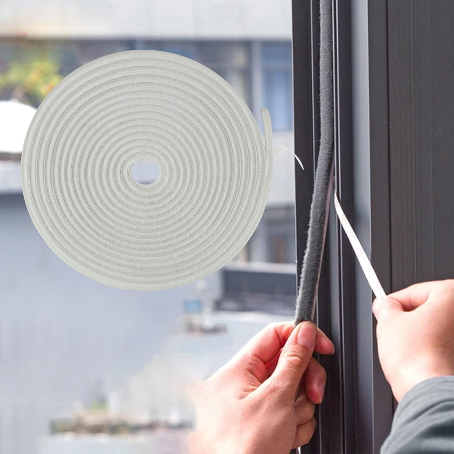 65FT Brush Weather Stripping, Neat Pile Self Adhesive Seal Strip for Windows and Door, Weatherstrip